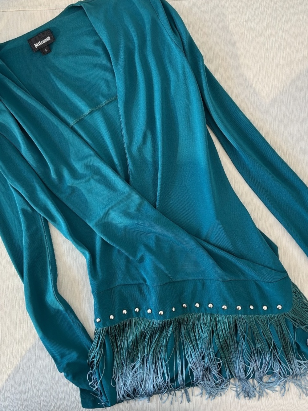 Just Cavalli 2014 Teal Fringe Dress XS S Italy
